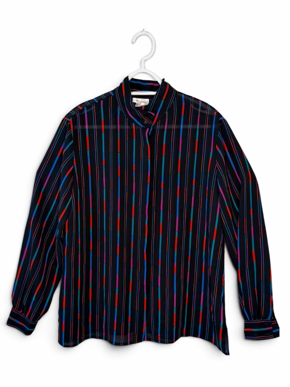 TanJay Women’s Striped Black Blouse Multicolour Vertical Accent Stripes 1X XL